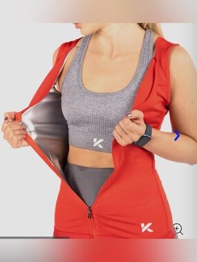 Kewlioo Women’s Zipper Heat-Trapping Sweat Vest Red L/XL